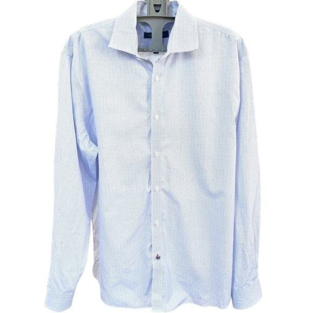 Tommy Hilfiger‎ Shirt Mens 16.5 Blue White Striped Dress Button Up Long Sleeve